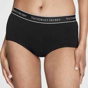 Victoria's Secret Black Cotton Logo Cotton Boyshort Panty Size XL NEW